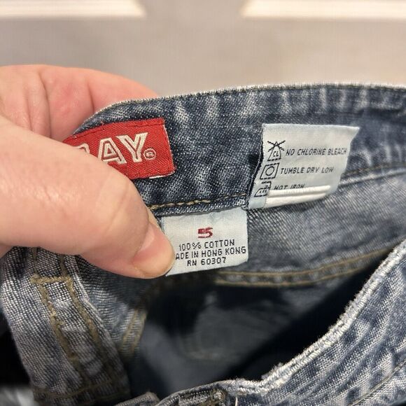 Vintage Unionbay Jeans Blue Flare Low Rise Lace Up‎ Tie Hems Y2K Size 5 Grunge - Picture 9 of 10